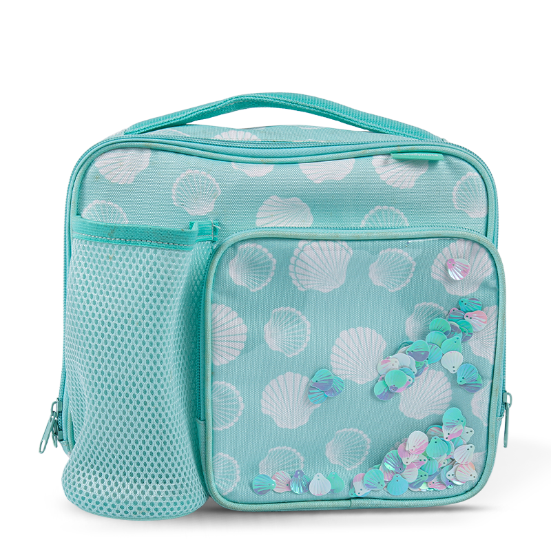 Mesh Pocket Printed Lunch Box - Seashell & Butterfly -sarja