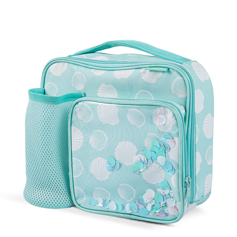 Mesh Pocket Printed Lunch Box - Seashell & Butterfly -sarja