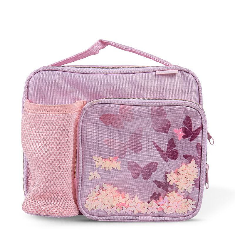 Mesh Pocket Printed Lunch Box - Seashell & Butterfly -sarja